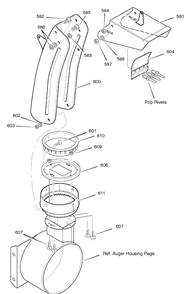 Discharge Chute Diagram and Parts List for 629108X5B 2004 Briggs and Stratton Snow Blower